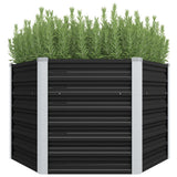Garden Raised Bed Anthracite 129x129x77 cm Galvanised Steel - Front View