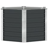 Garden Raised Bed Anthracite 129x129x77 cm Galvanised Steel - Rear View