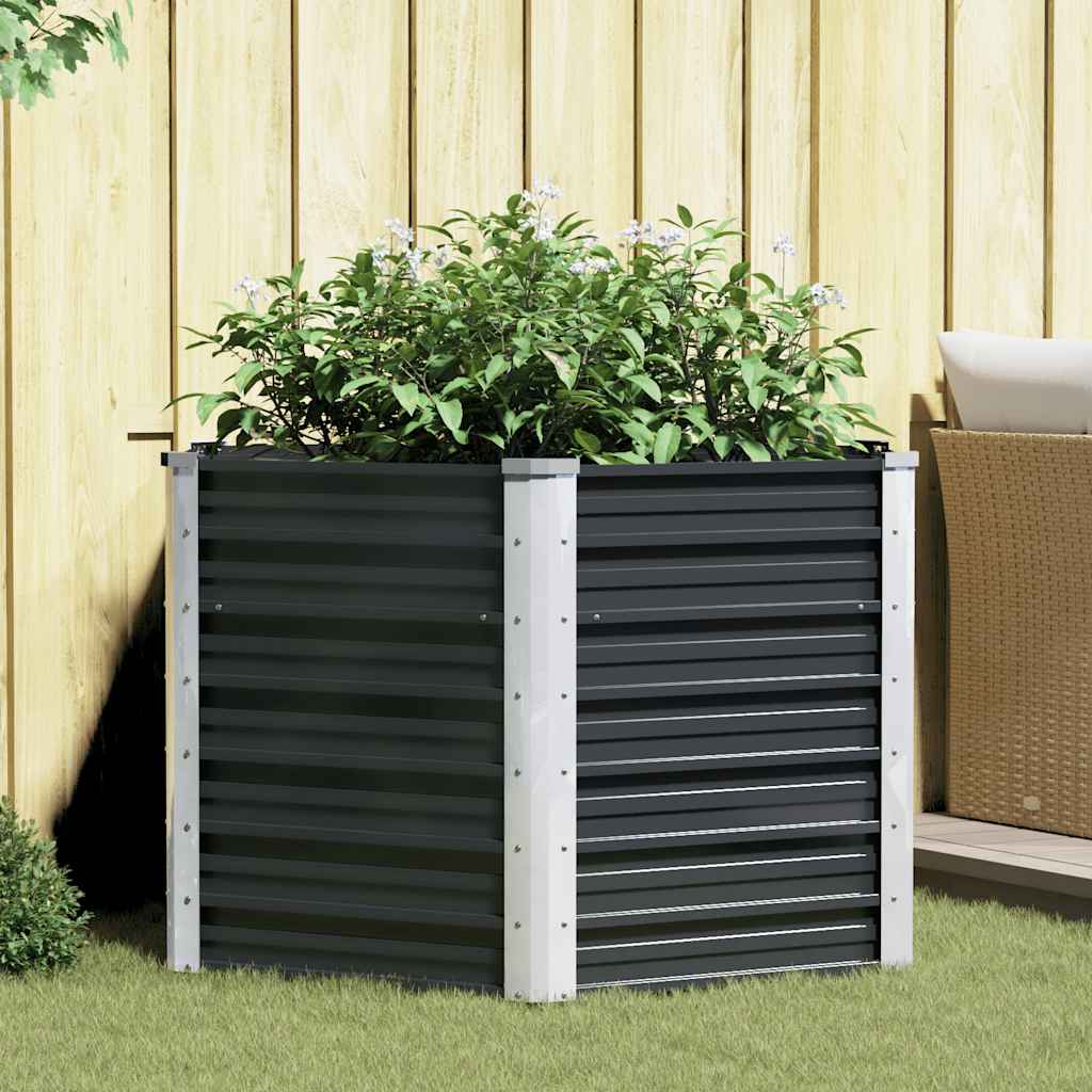 Garden Raised Bed Anthracite 129x129x77 cm Galvanised Steel