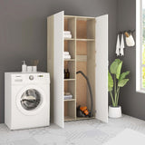 Storage Cabinet White and Sonoma Oak 80x35.5x180 cm Engineered Wood - Front View