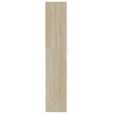 Storage Cabinet White and Sonoma Oak 80x35.5x180 cm Engineered Wood - Close-Up Angle