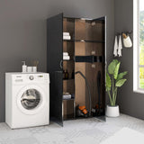 Storage Cabinet High Gloss Black 80x35.5x180 cm Engineered Wood - Front View