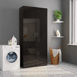 Storage Cabinet High Gloss Black 80x35.5x180 cm Engineered Wood - Side View