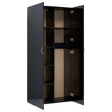 Storage Cabinet High Gloss Black 80x35.5x180 cm Engineered Wood - 45-Degree Angle