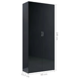 Storage Cabinet High Gloss Black 80x35.5x180 cm Engineered Wood - Low Angle