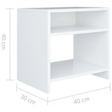 Bedside Cabinet White 40x30x40 cm Engineered Wood - Rear View