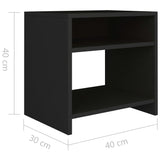 Bedside Cabinet Black 40x30x40 cm Engineered Wood - Rear View