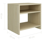 Bedside Cabinet Sonoma Oak 40x30x40 cm Engineered Wood - Rear View