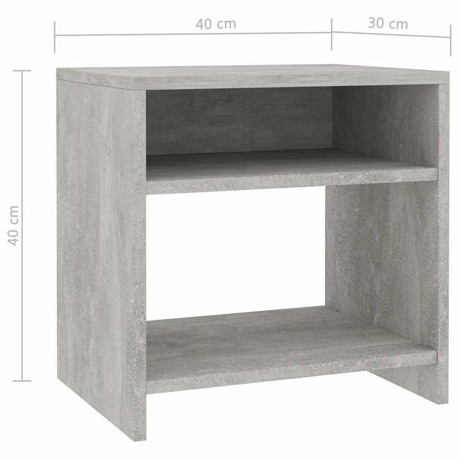 Bedside Cabinets 2 pcs Concrete Grey 40x30x40cm Engineered Wood