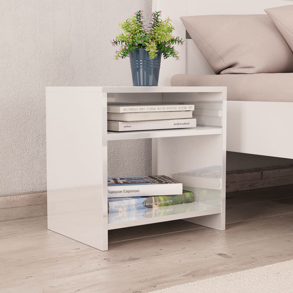 Bedside Cabinet High Gloss White 40x30x40 cm Engineered Wood