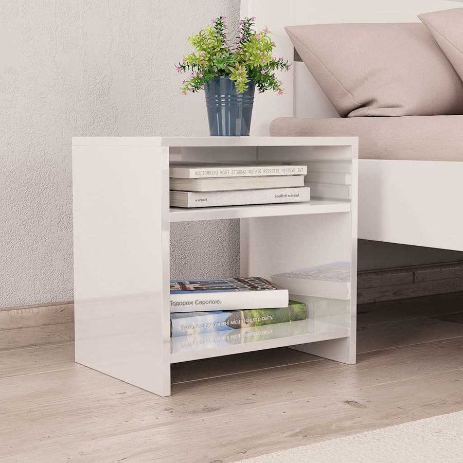 Bedside Cabinets 2 pcs High Gloss White 40x30x40 cm