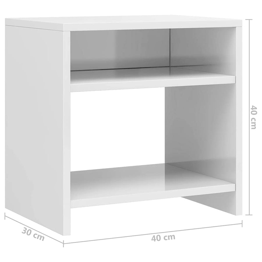 Bedside Cabinets 2 pcs High Gloss White 40x30x40 cm