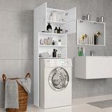 Washing Machine Cabinet White 64x25.5x190 cm Engineered Wood - Side View