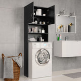 Washing Machine Cabinet Black 64x25.5x190 cm Engineered Wood - Side View