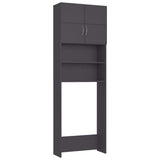 Washing Machine Cabinet Grey 64x25.5x190 cm Engineered Wood - Front View