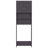 Washing Machine Cabinet Grey 64x25.5x190 cm Engineered Wood - Rear View