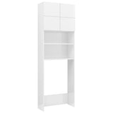 Washing Machine Cabinet High Gloss White 64x25.5x190 cm - Front View
