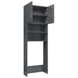 Washing Machine Cabinet High Gloss Grey 64x25.5x190 cm - 45-Degree Angle