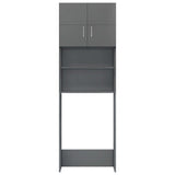 Washing Machine Cabinet High Gloss Grey 64x25.5x190 cm - Rear View