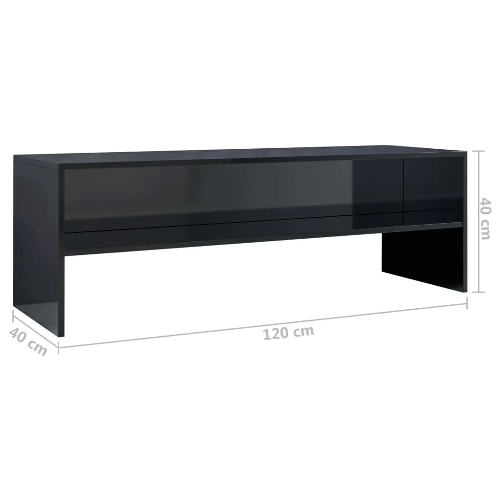 TV Cabinet High Gloss Black 120x40x40 cm Engineered Wood