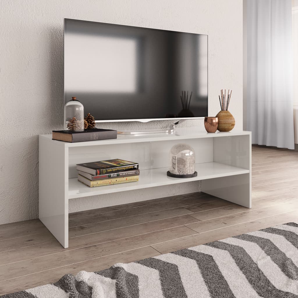 TV Cabinet High Gloss White 100x40x40 cm Engineered Wood