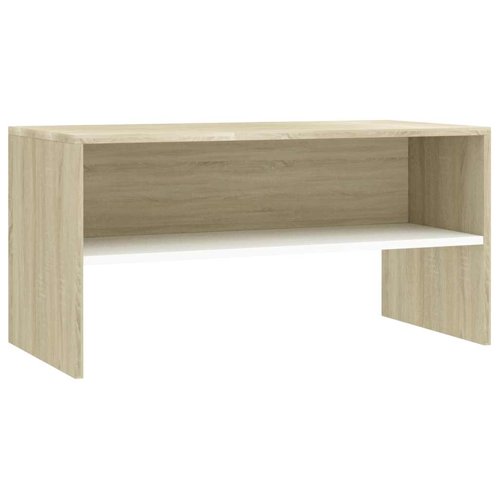 TV Cabinet White and Sonoma Oak 80x40x40 cm Engineered Wood