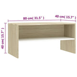 TV Cabinet White and Sonoma Oak 80x40x40 cm Engineered Wood