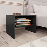Bedside Cabinets 2 pcs Black 40x30x30 cm Engineered Wood - Front View