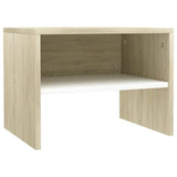 Bedside Cabinet White and Sonoma Oak 40x30x30 cm Engineered Wood - Front View