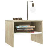 Bedside Cabinet White and Sonoma Oak 40x30x30 cm Engineered Wood - Side View