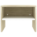 Bedside Cabinet White and Sonoma Oak 40x30x30 cm Engineered Wood - Top-Down View