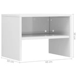 Bedside Cabinet High Gloss White 40x30x30 cm Engineered Wood - Rear View