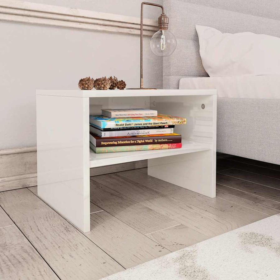 Bedside Cabinet High Gloss White 40x30x30 cm Engineered Wood