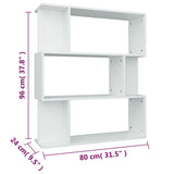 Book Cabinet/Room Divider White 80x24x96 cm Engineered Wood - Low Angle
