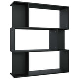 Book Cabinet/Room Divider Black 80x24x96 cm Engineered Wood - Front View