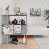 Book Cabinet/Room Divider Concrete Grey 80x24x96 cm Engineered Wood - Side View