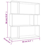 Book Cabinet/Room Divider Concrete Grey 80x24x96 cm Engineered Wood - Low Angle