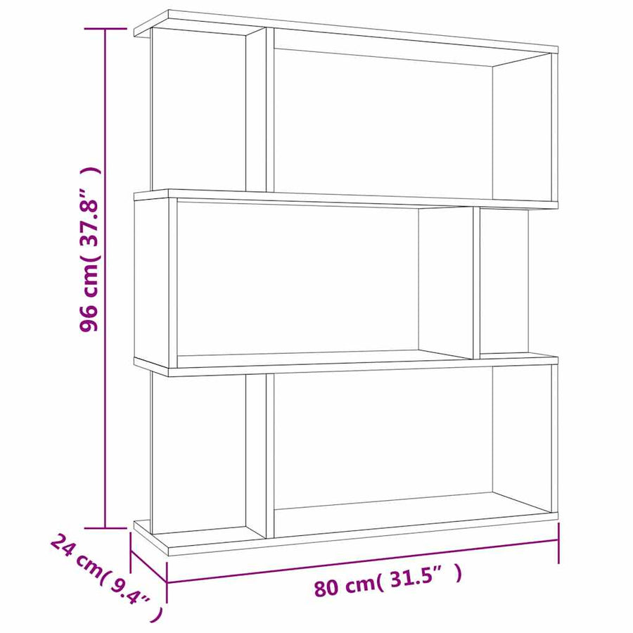 Book Cabinet/Room Divider Concrete Grey 80x24x96 cm