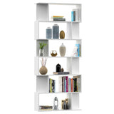 Book Cabinet/Room Divider White 80x24x192 cm Engineered Wood - Side View