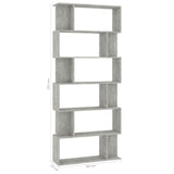 Book Cabinet/Room Divider Concrete Grey 80x24x192 cm Engineered Wood - Close-Up Angle