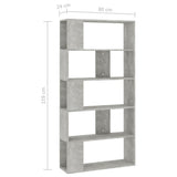Book Cabinet/Room Divider Concrete Grey 80x24x159 cm Engineered Wood - Close-Up Angle
