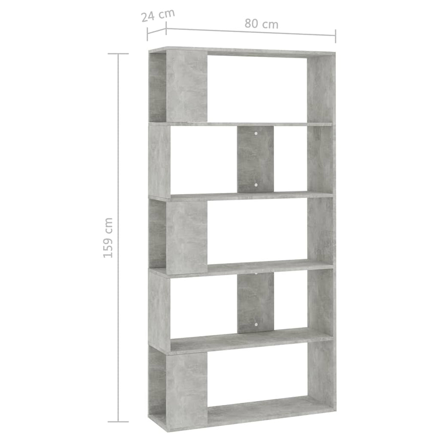 Book Cabinet/Room Divider Concrete Grey 80x24x159 cm