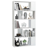 Book Cabinet/Room Divider High Gloss White 80x24x159 cm - Side View