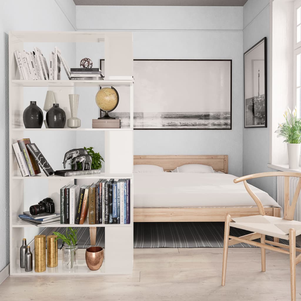 Book Cabinet/Room Divider High Gloss White 80x24x159 cm