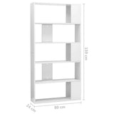 Book Cabinet/Room Divider High Gloss White 80x24x159 cm - Close-Up Angle