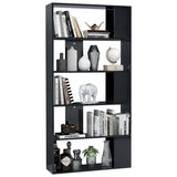 Book Cabinet/Room Divider High Gloss Black 80x24x159 cm - Side View