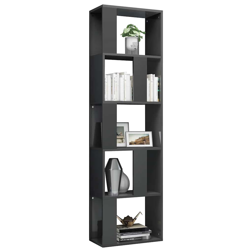 Book Cabinet/Room Divider High Gloss Grey 45x24x159 cm Engineered Wood