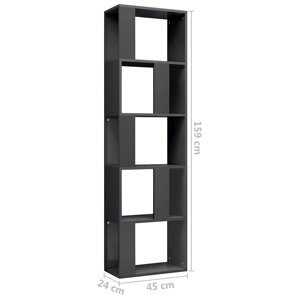 Book Cabinet/Room Divider High Gloss Grey 45x24x159 cm Engineered Wood