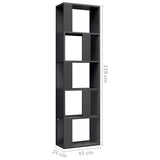 Book Cabinet/Room Divider High Gloss Grey 45x24x159 cm Engineered Wood - Close-Up Angle
