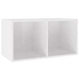 Vinyl Storage Box High Gloss White 71x34x36 cm Engineered Wood - Front View